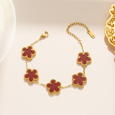 Double-sided Five Small Blossom Flower Bracelet