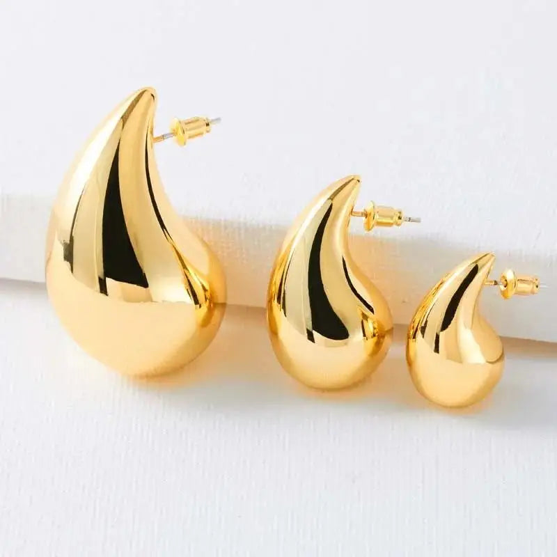 Chunky Waterdrop Drop Earrings in Gold Color for Women