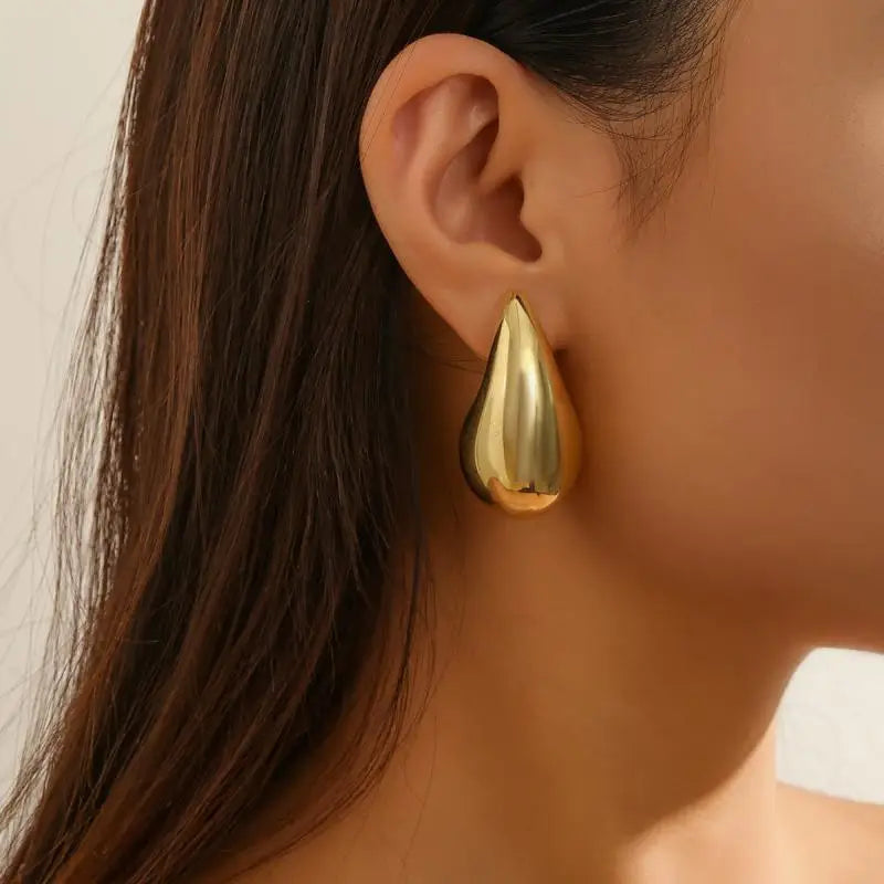 Chunky Waterdrop Drop Earrings in Gold Color for Women