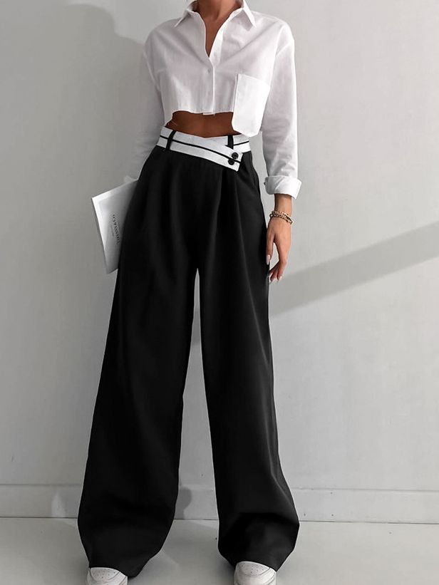 Casual Wide-leg Trousers Design Sense