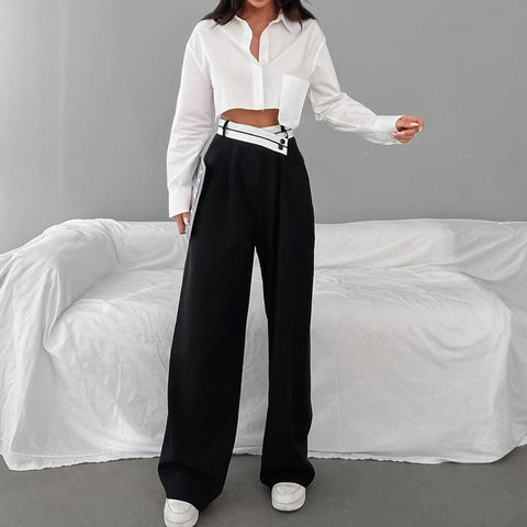 Casual Wide-leg Trousers Design Sense