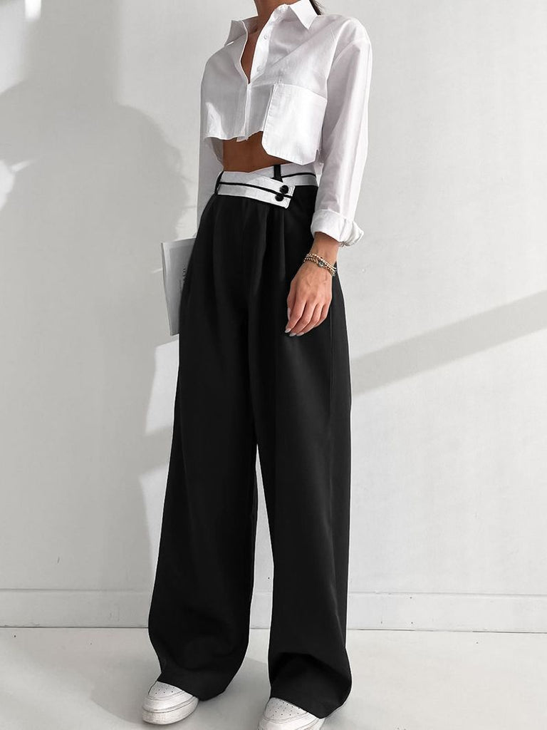 Casual Wide-leg Trousers Design Sense